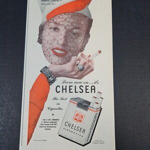 1945 Chelsea Cigarettes Vintage Print Ad Larus & Brother‎ Edgeworth Sally Victor